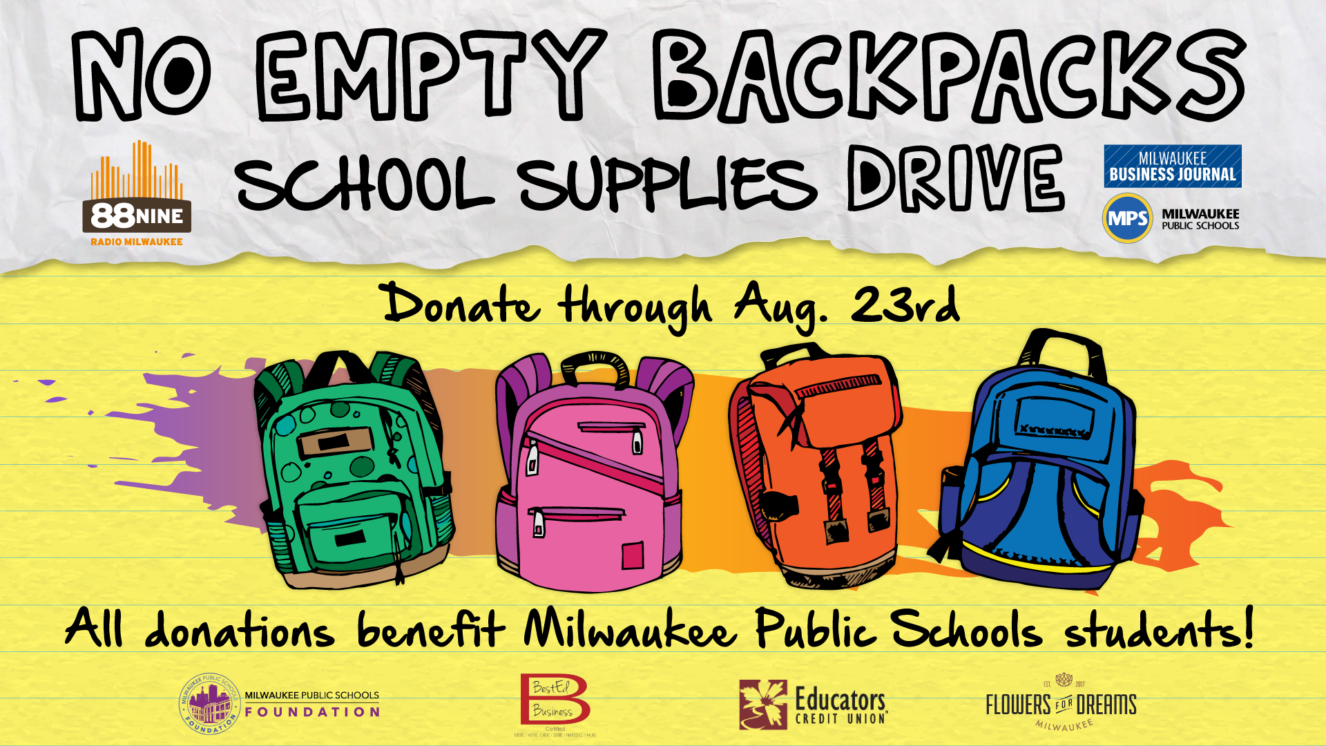 Back To School! No Empty Backpacks School Supplies Drive