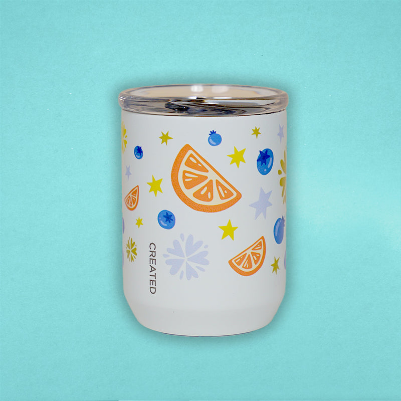 White 8oz Blueberry Orange Tumbler (Summer)