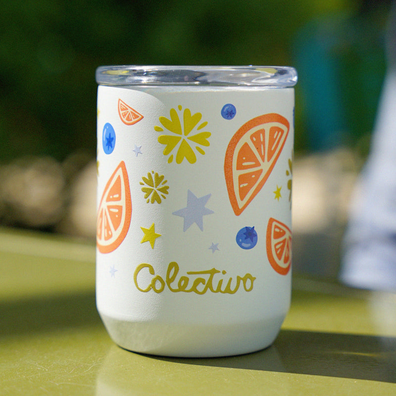 White 8oz Blueberry Orange Tumbler (Summer)