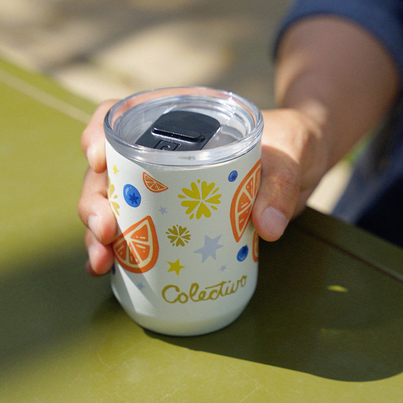 White 8oz Blueberry Orange Tumbler (Summer)