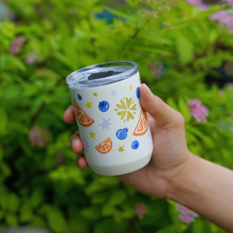 White 8oz Blueberry Orange Tumbler (Summer)